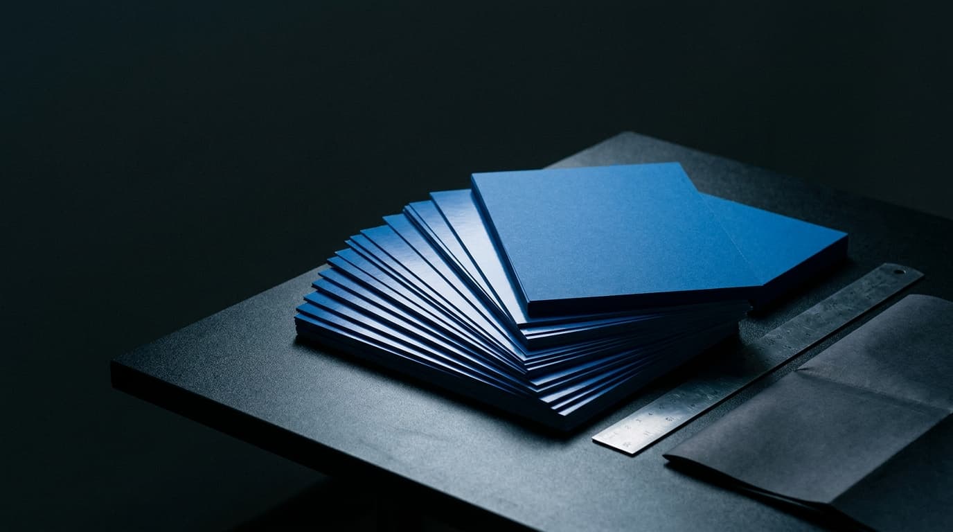 HKM — kobaltblaues Brand-System auf dem Studiotisch